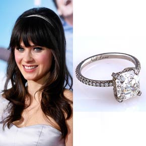 Asscher Engagement Ring - Zooey Deschanel